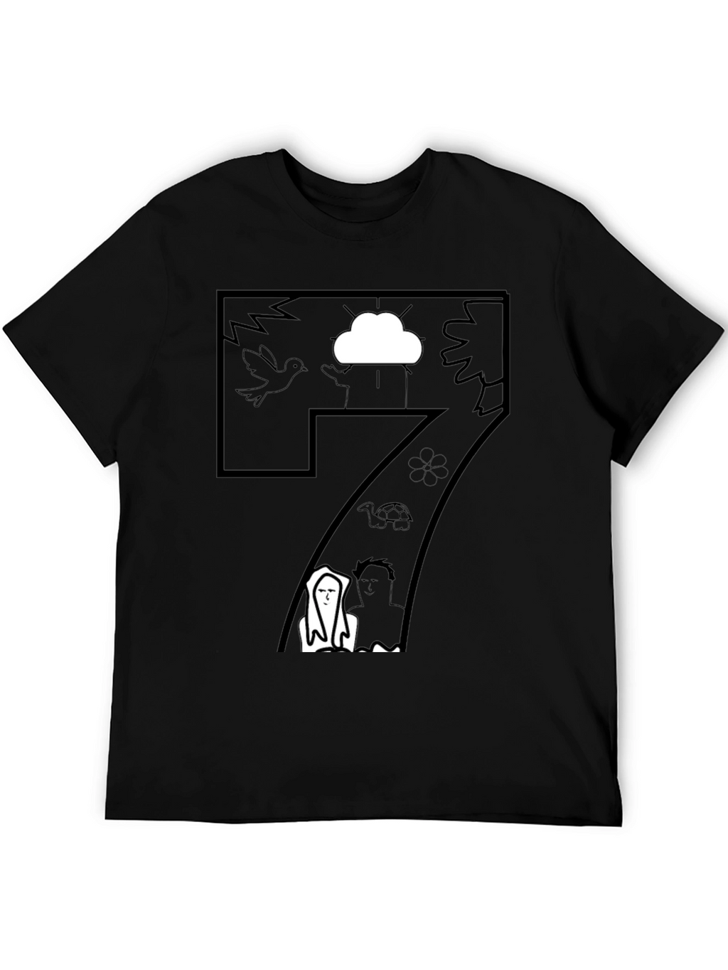Abstract Graphic T-Shirt - Artistic Black Tee