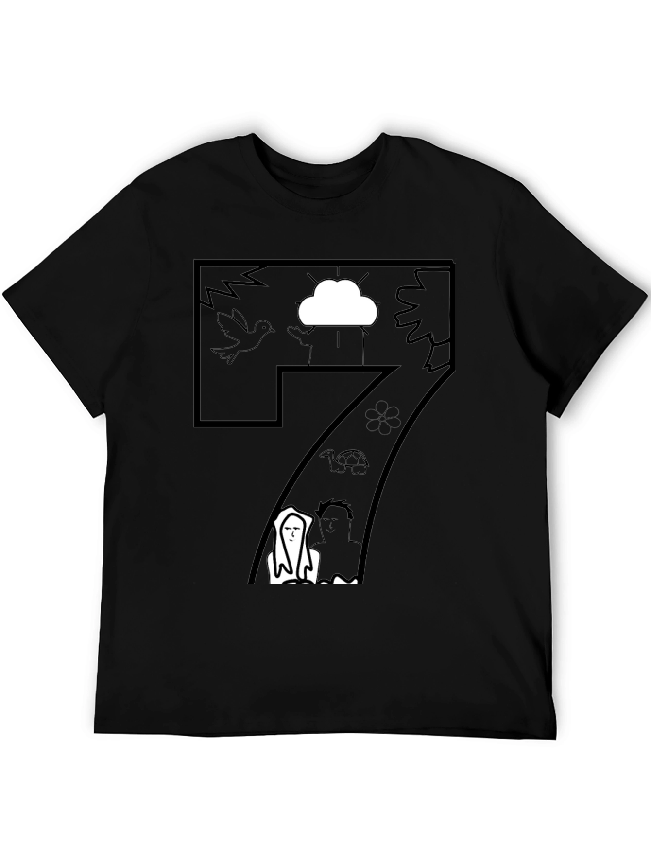 Abstract Graphic T-Shirt - Artistic Black Tee