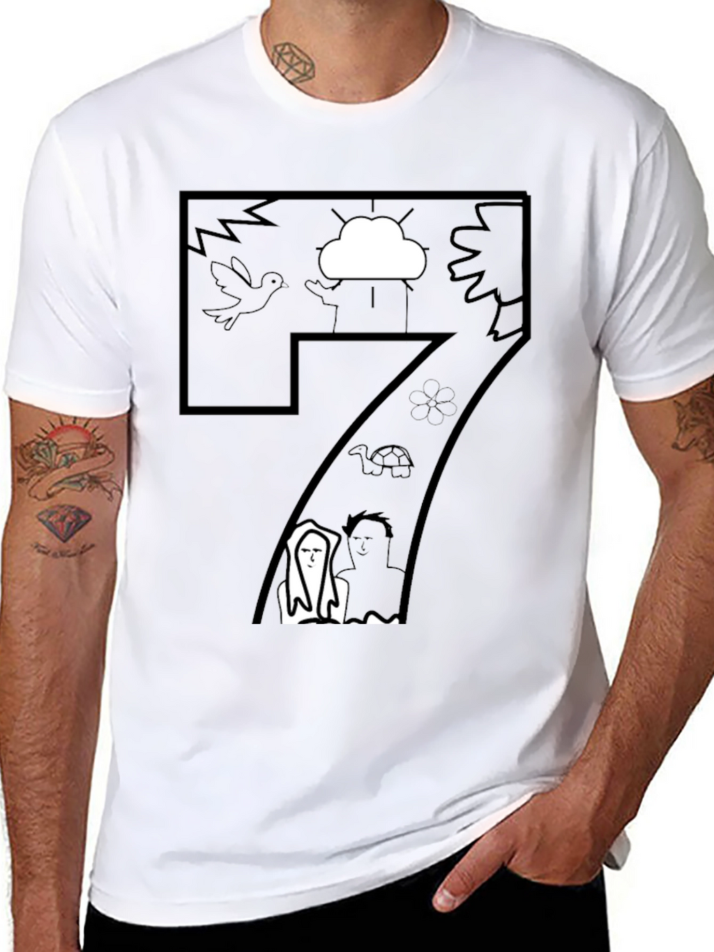 Abstract Graphic T-Shirt - Artistic Black Tee