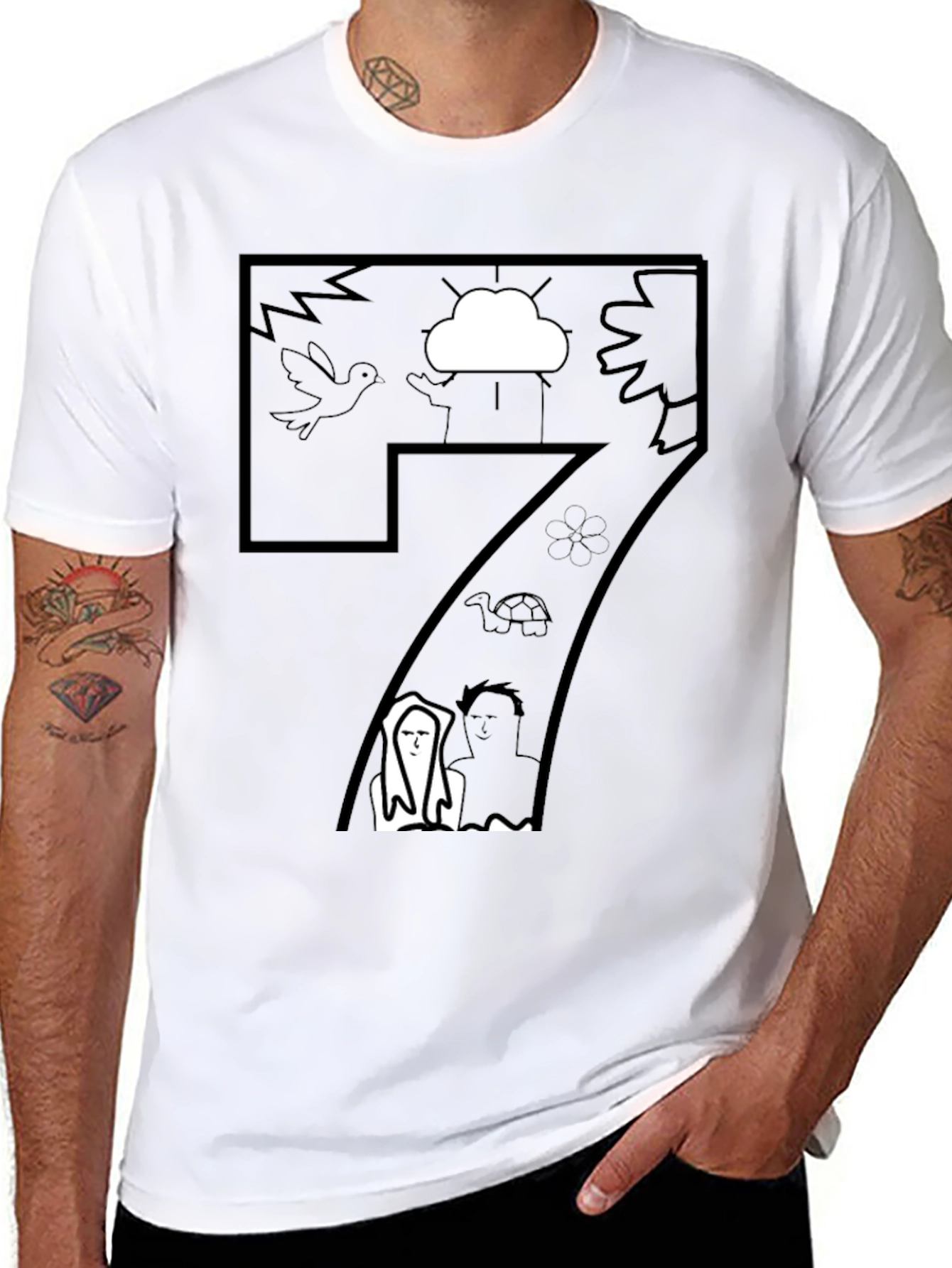 Abstract Graphic T-Shirt - Artistic Black Tee