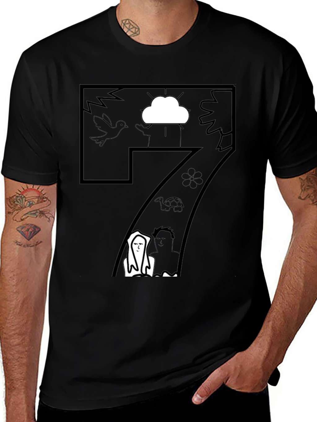 Abstract Graphic T-Shirt - Artistic Black Tee