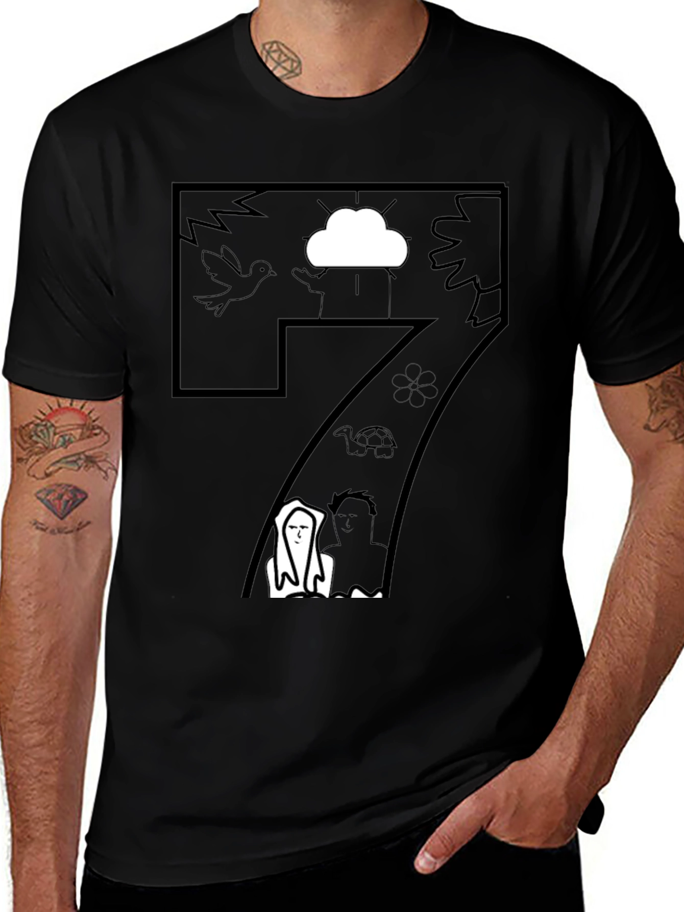 Abstract Graphic T-Shirt - Artistic Black Tee
