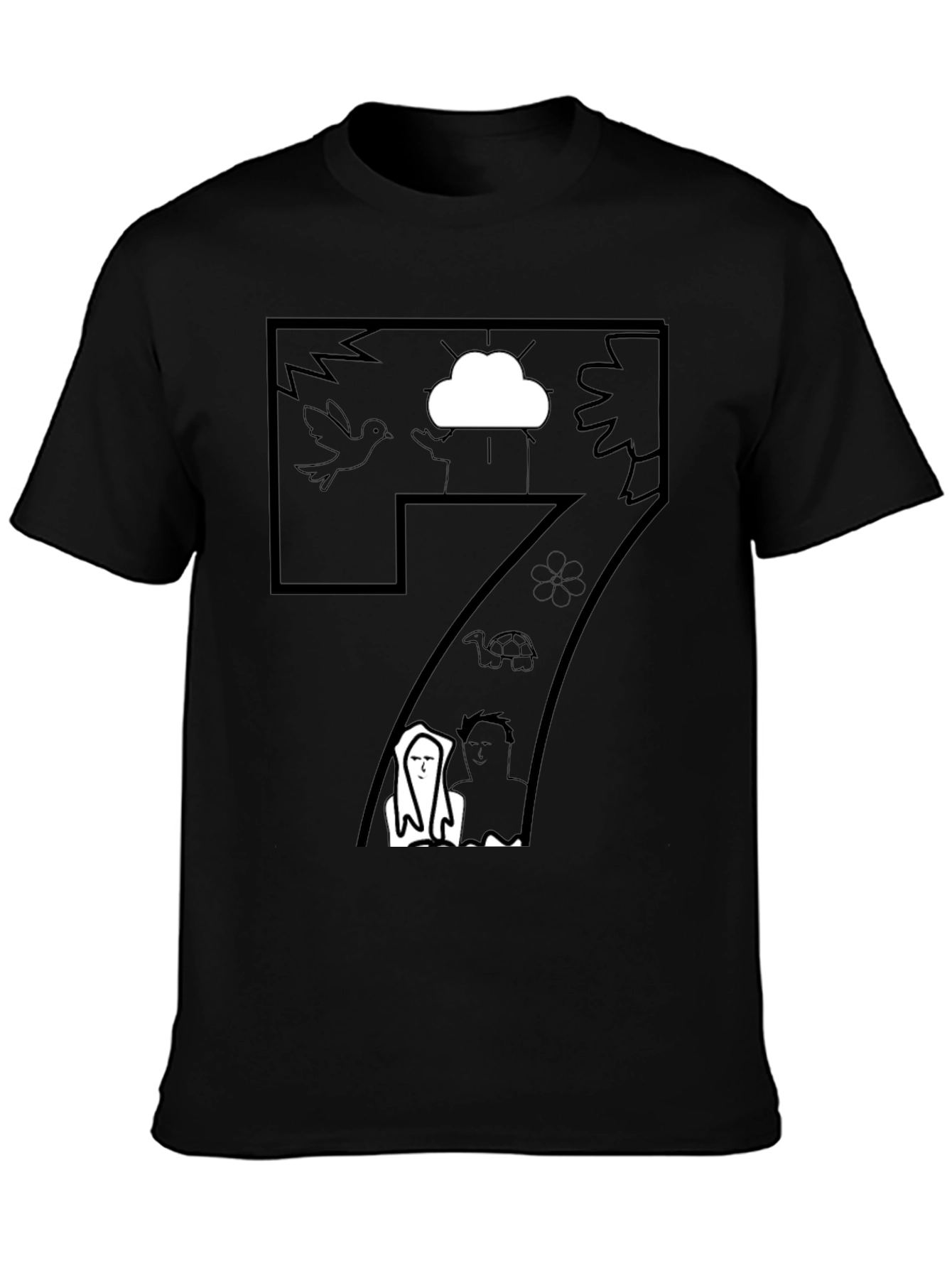 Abstract Graphic T-Shirt - Artistic Black Tee