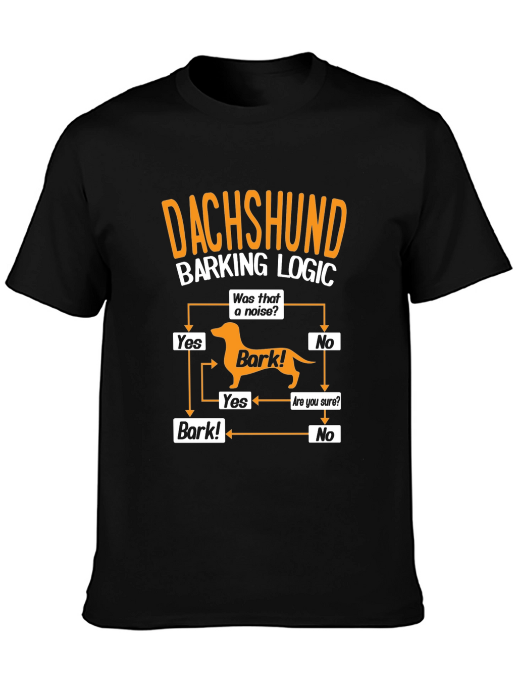 Dachshund Barking Logic Mens Graphic T-Shirt