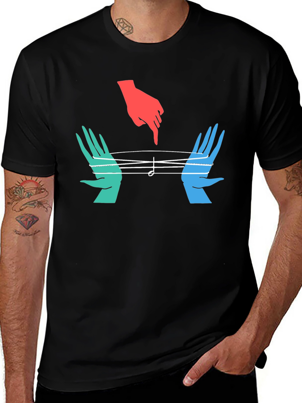 Musical Hands Graphic Tee - Black Cotton Blend