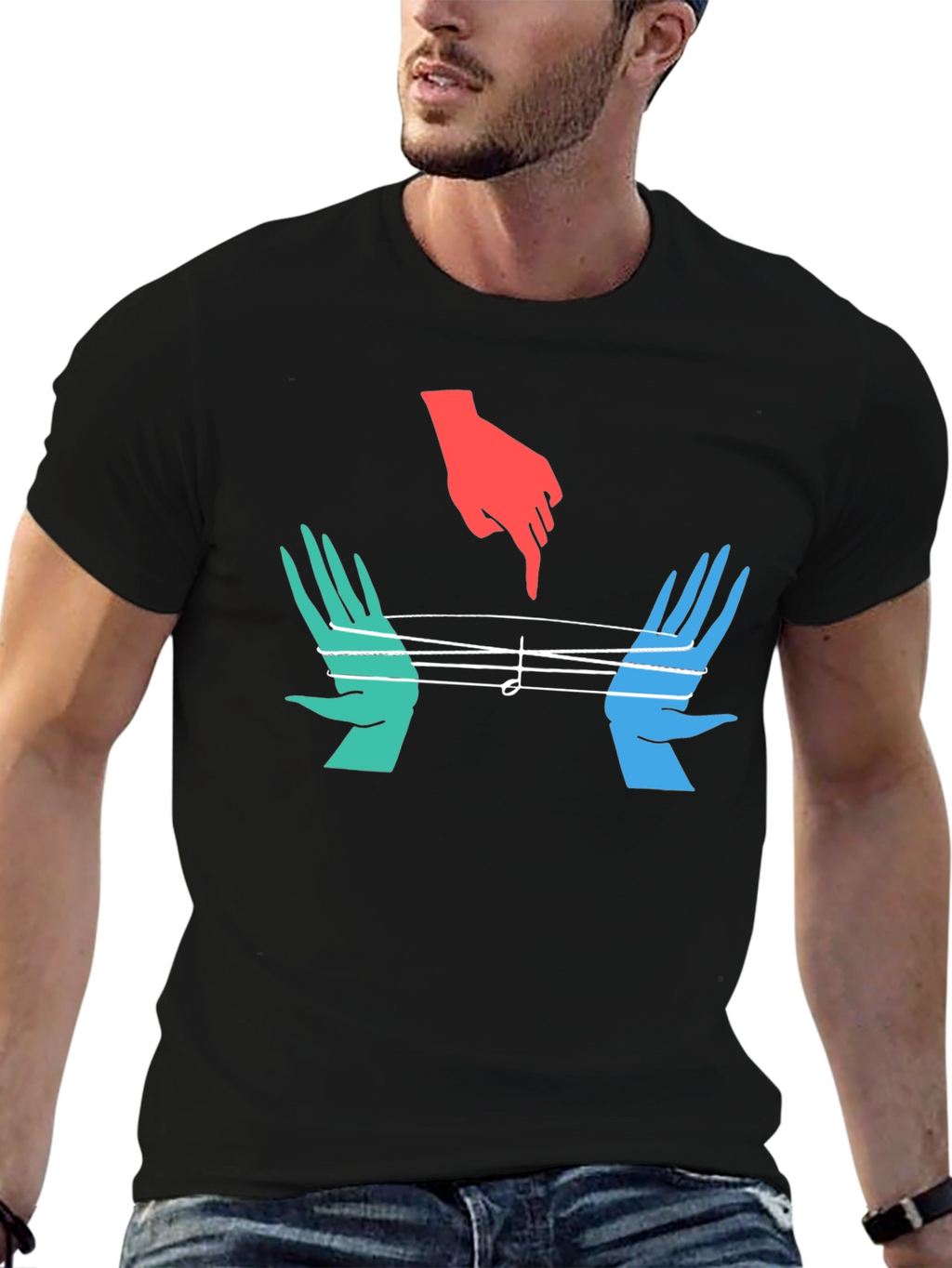 Musical Hands Graphic Tee - Black Cotton Blend