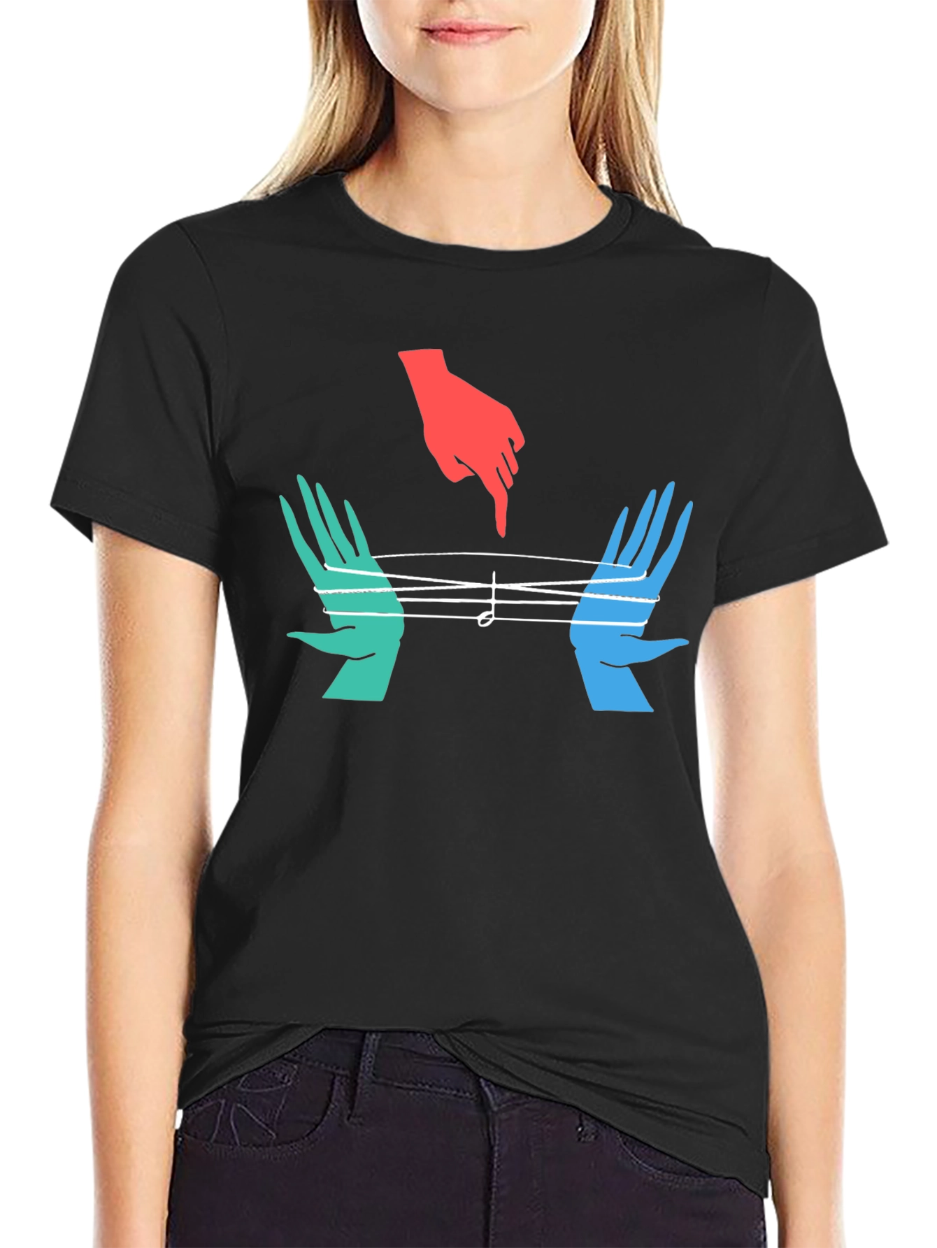 Musical Hands Graphic Tee - Black Cotton Blend