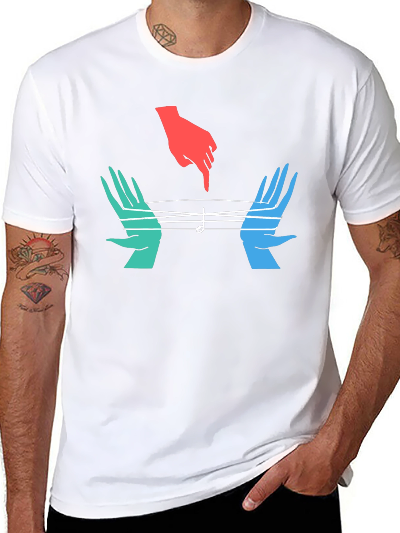 Musical Hands Graphic Tee - Black Cotton Blend
