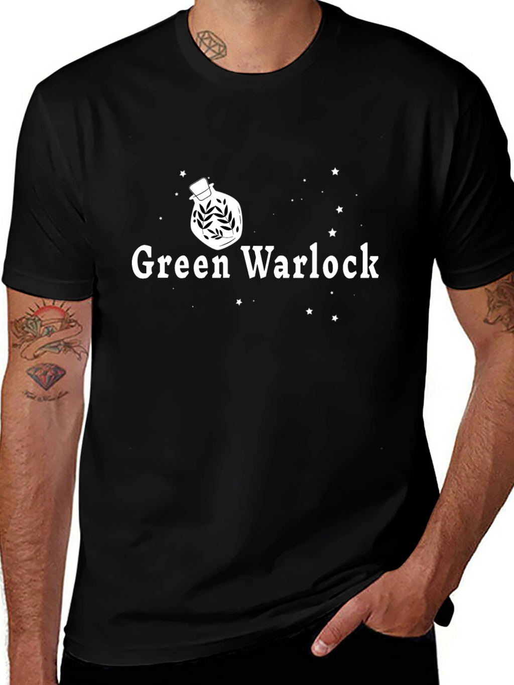 Green Warlock Graphic Tee - Magical Potion Design