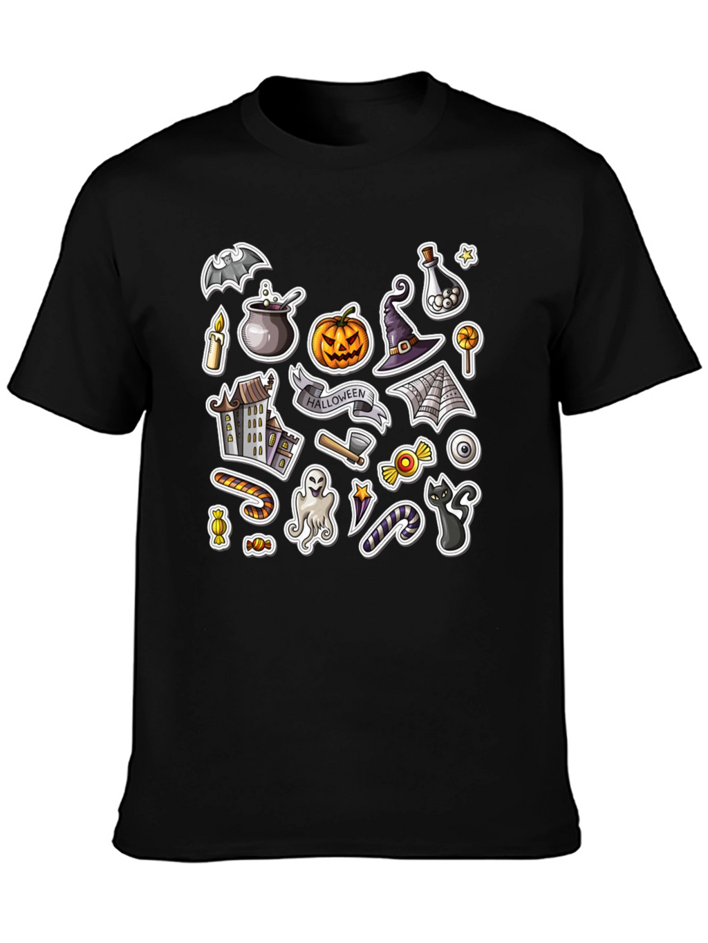 Spooky Halloween Stickers Graphic Tee