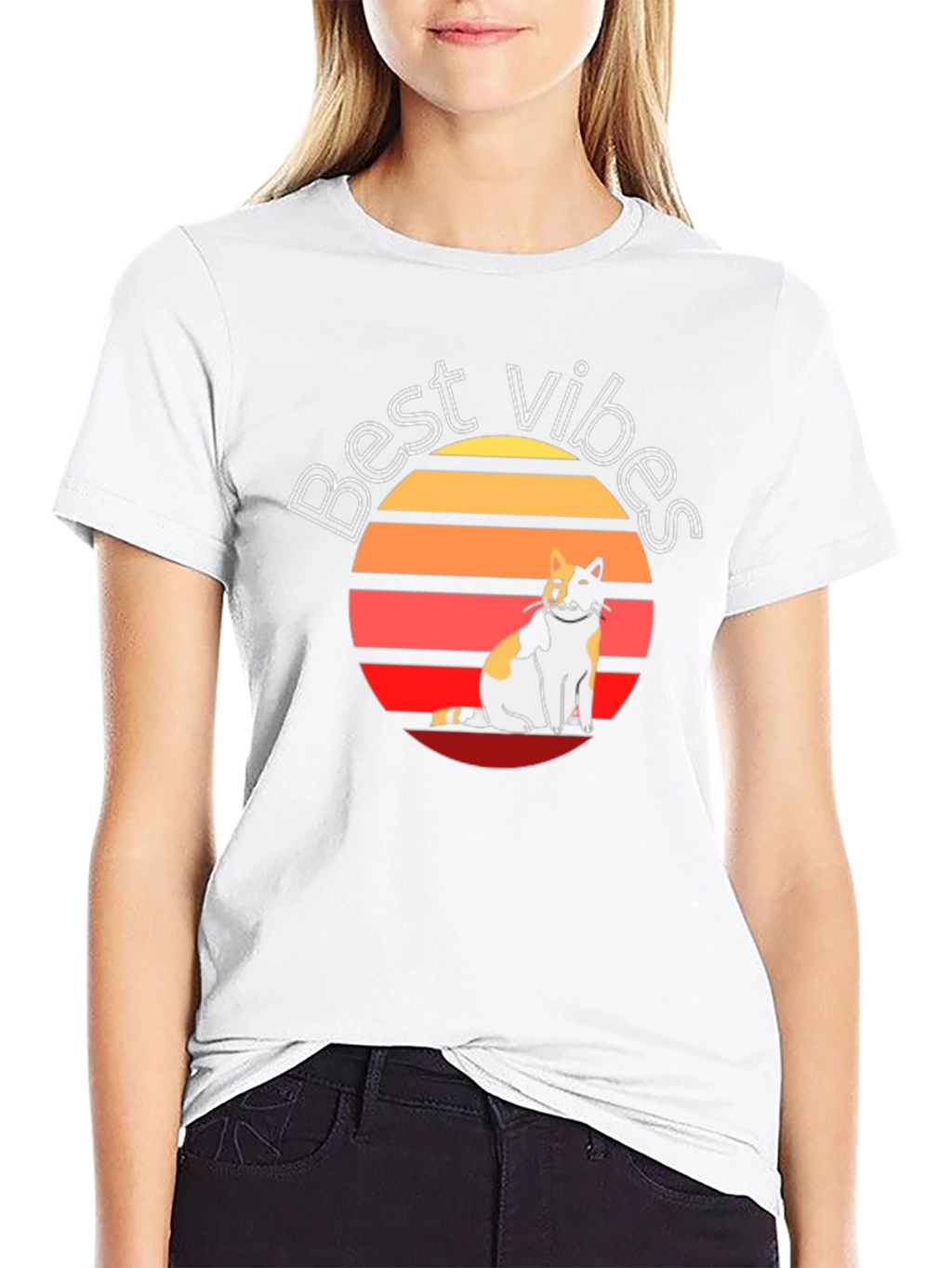 Best Vibes Cat Graphic T-Shirt