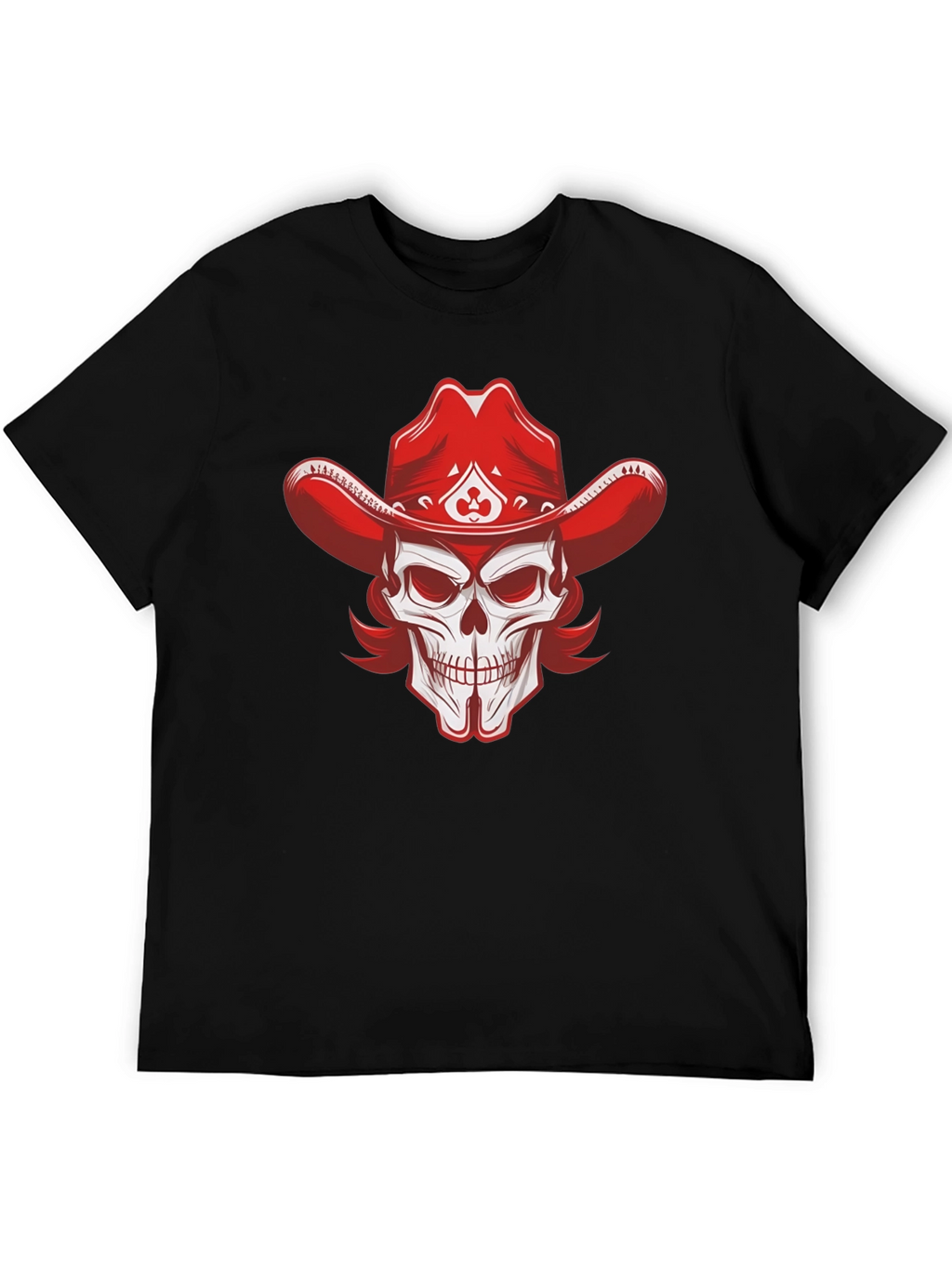 Skull Cowboy Hat Graphic Tee - Black
