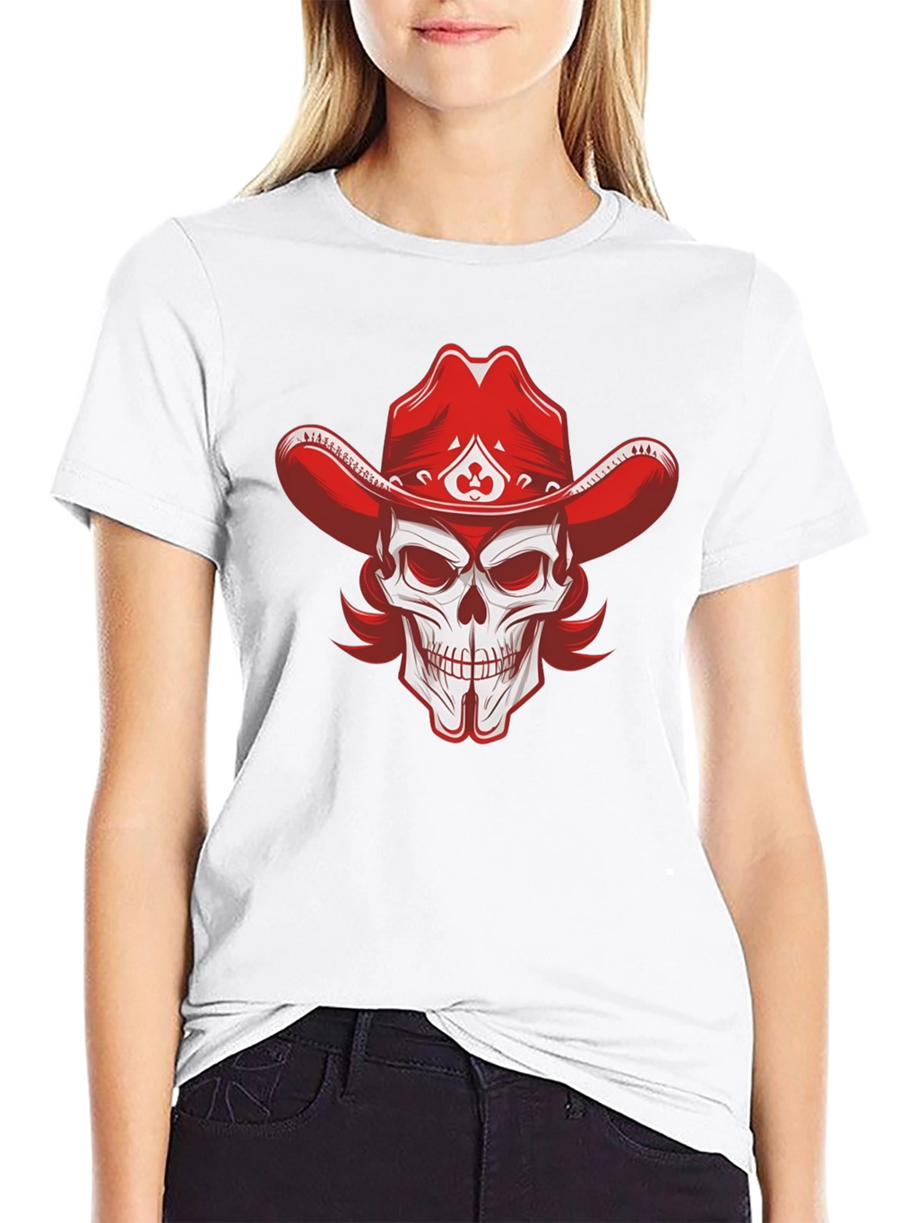 Skull Cowboy Hat Graphic Tee - Black