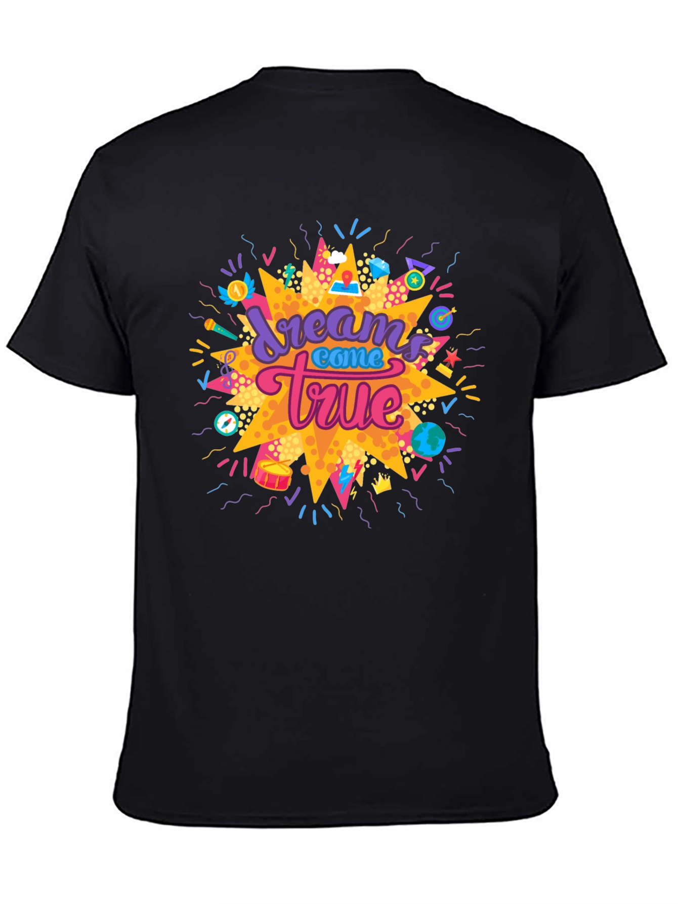 Dreams Come True Graphic Tee - Black Cotton T-Shirt