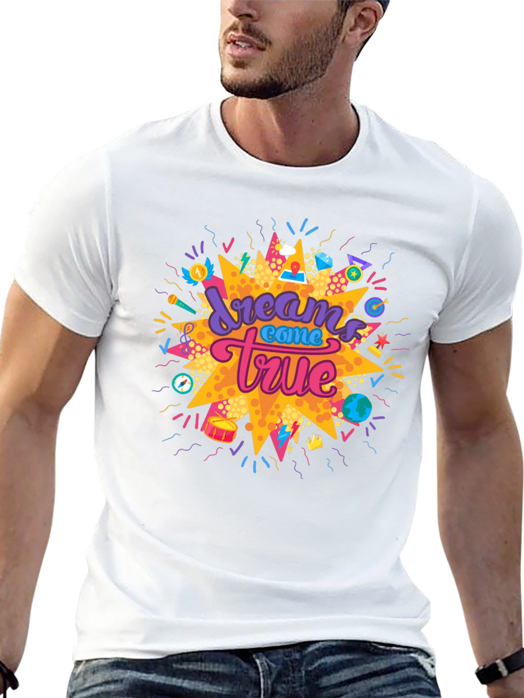 Dreams Come True Graphic Tee - Black Cotton T-Shirt