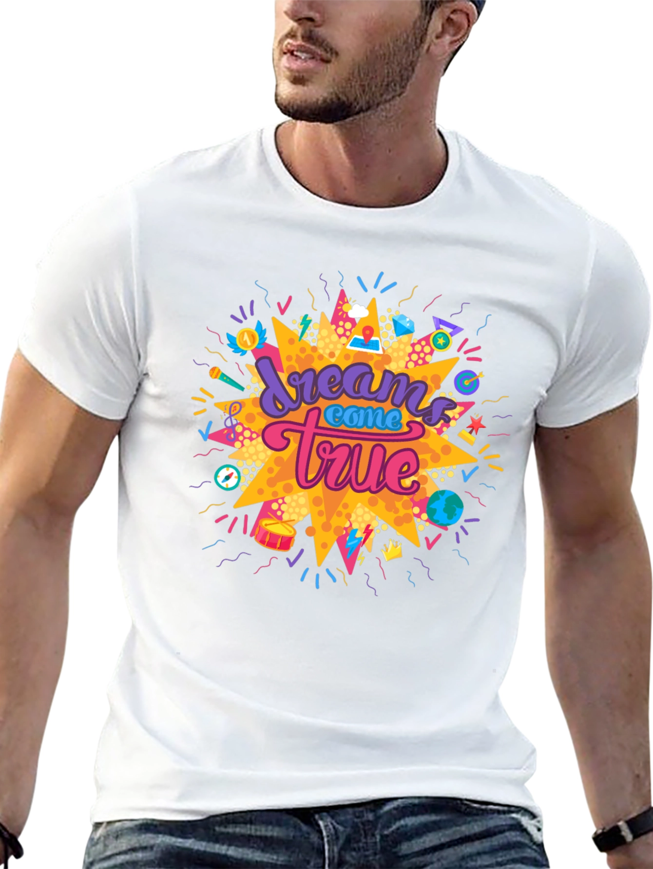 Dreams Come True Graphic Tee - Black Cotton T-Shirt