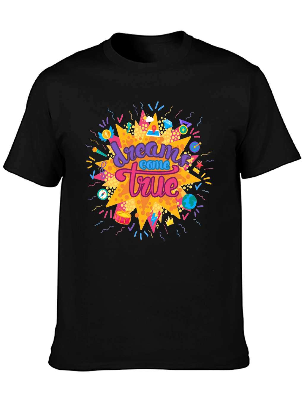Dreams Come True Graphic Tee - Black Cotton T-Shirt