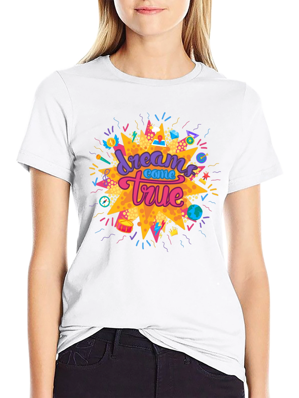 Dreams Come True Graphic Tee - Black Cotton T-Shirt