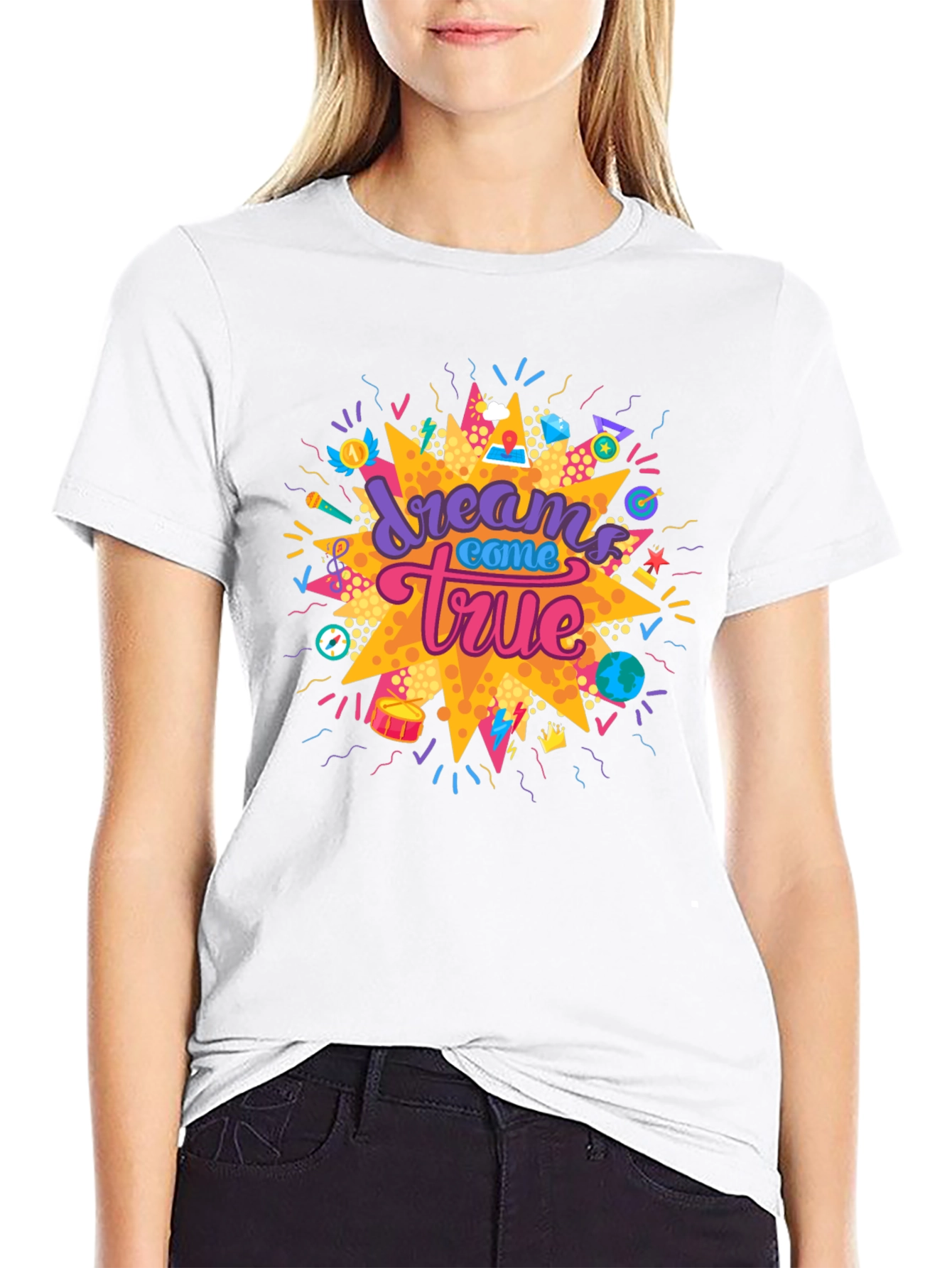 Dreams Come True Graphic Tee - Black Cotton T-Shirt
