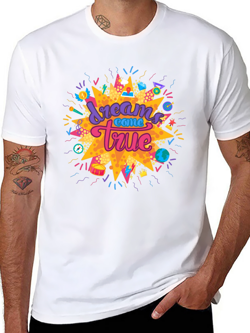 Dreams Come True Graphic Tee - Black Cotton T-Shirt