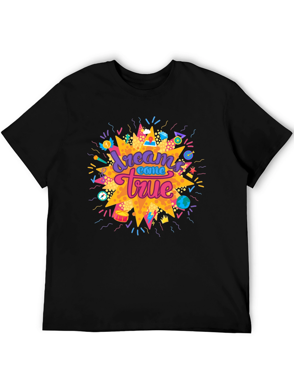 Dreams Come True Graphic Tee - Black Cotton T-Shirt