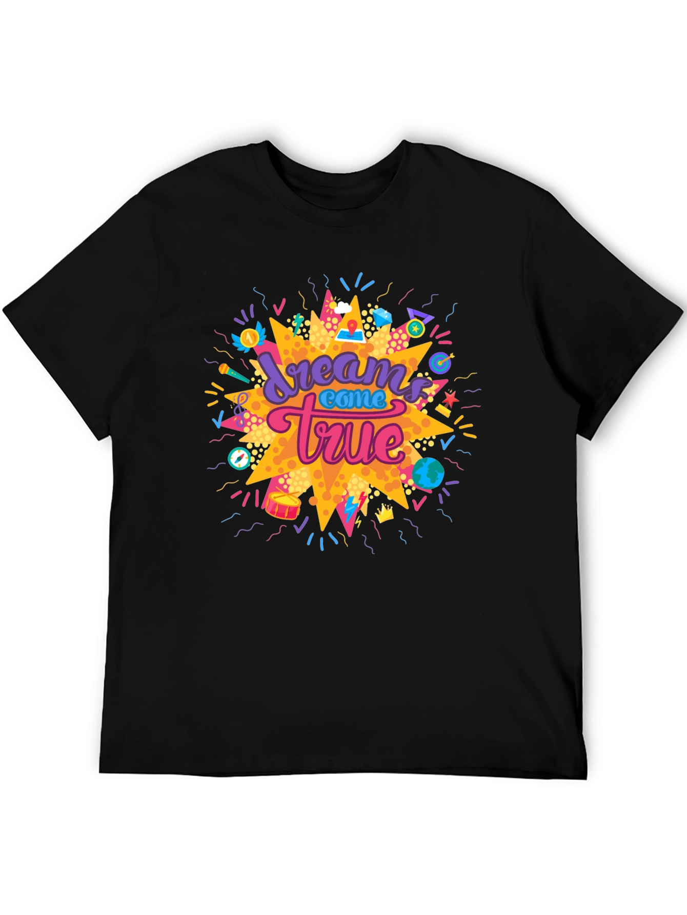 Dreams Come True Graphic Tee - Black Cotton T-Shirt