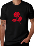 Red Rose Graphic T-Shirt - Classic Black Tee