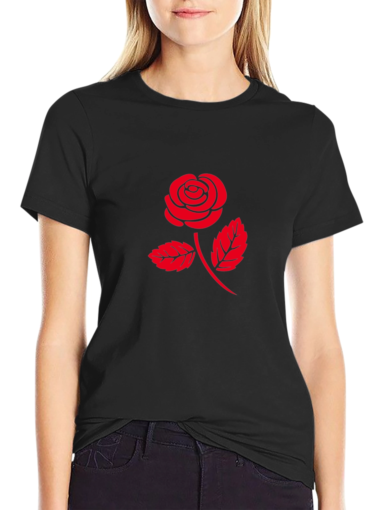 Red Rose Graphic T-Shirt - Classic Black Tee