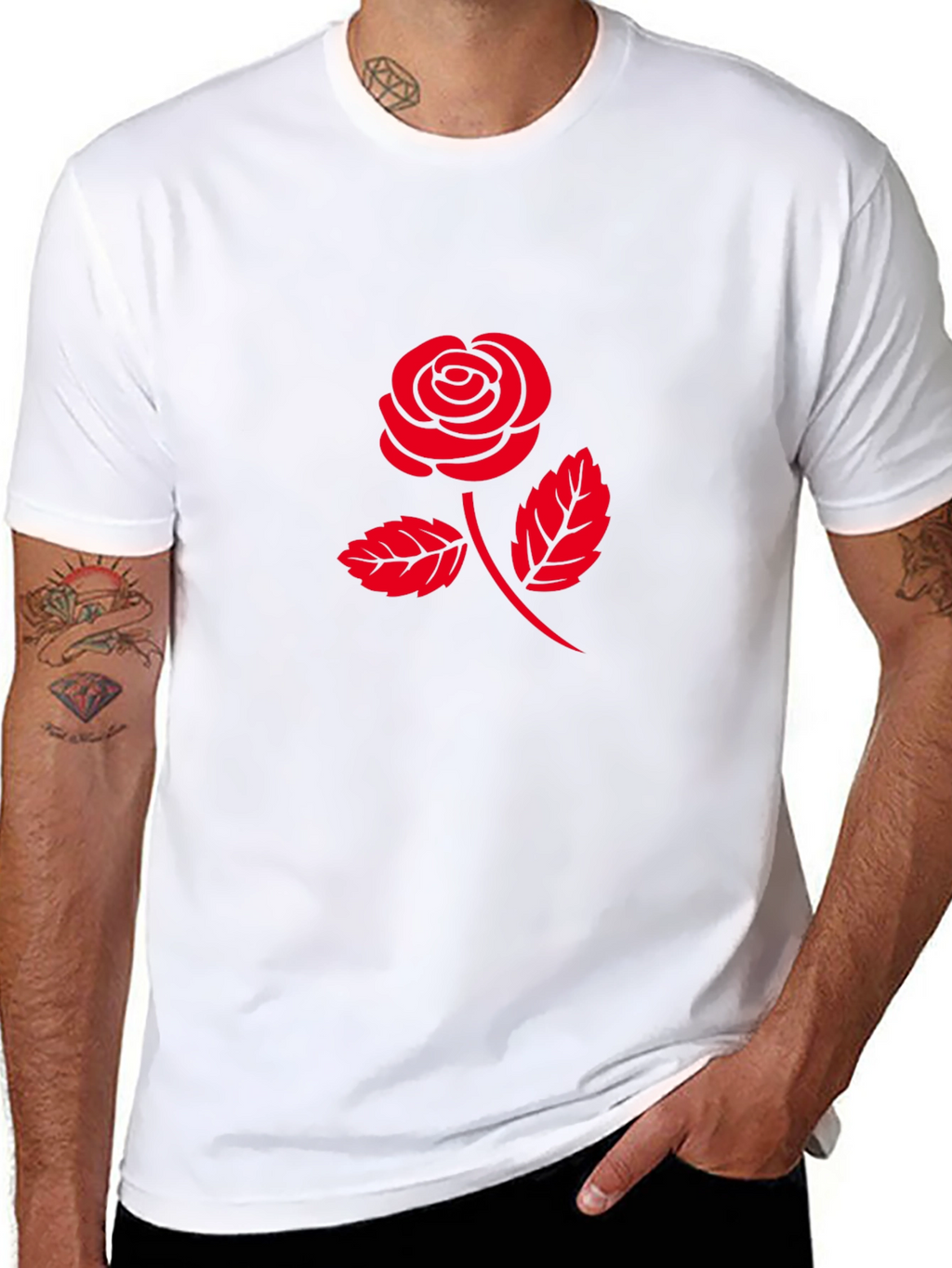 Red Rose Graphic T-Shirt - Classic Black Tee