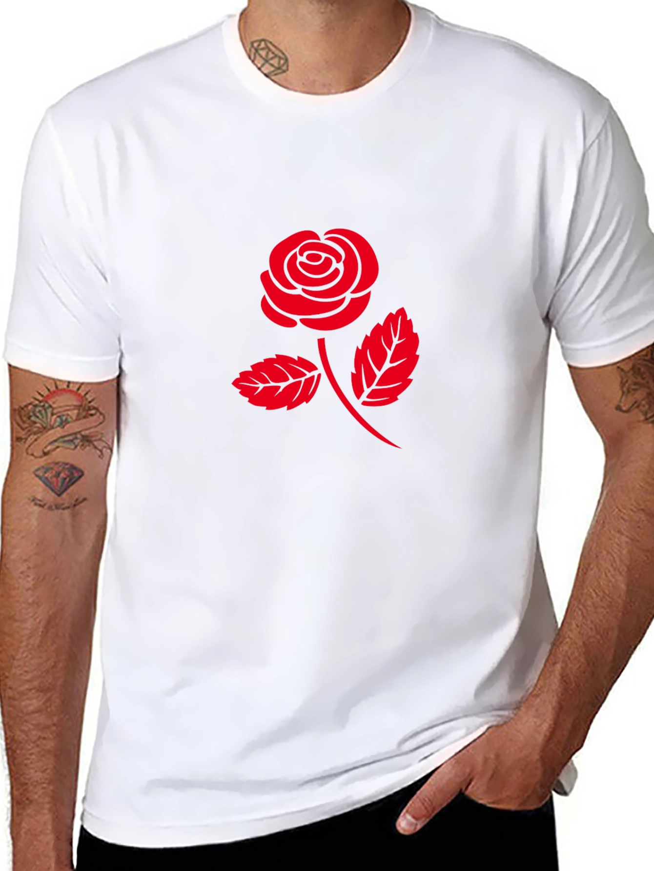 Red Rose Graphic T-Shirt - Classic Black Tee
