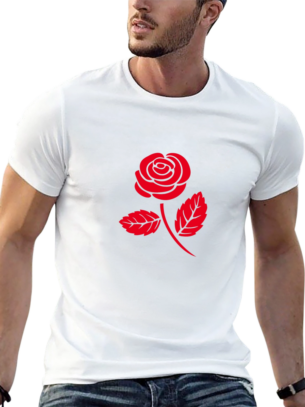 Red Rose Graphic T-Shirt - Classic Black Tee
