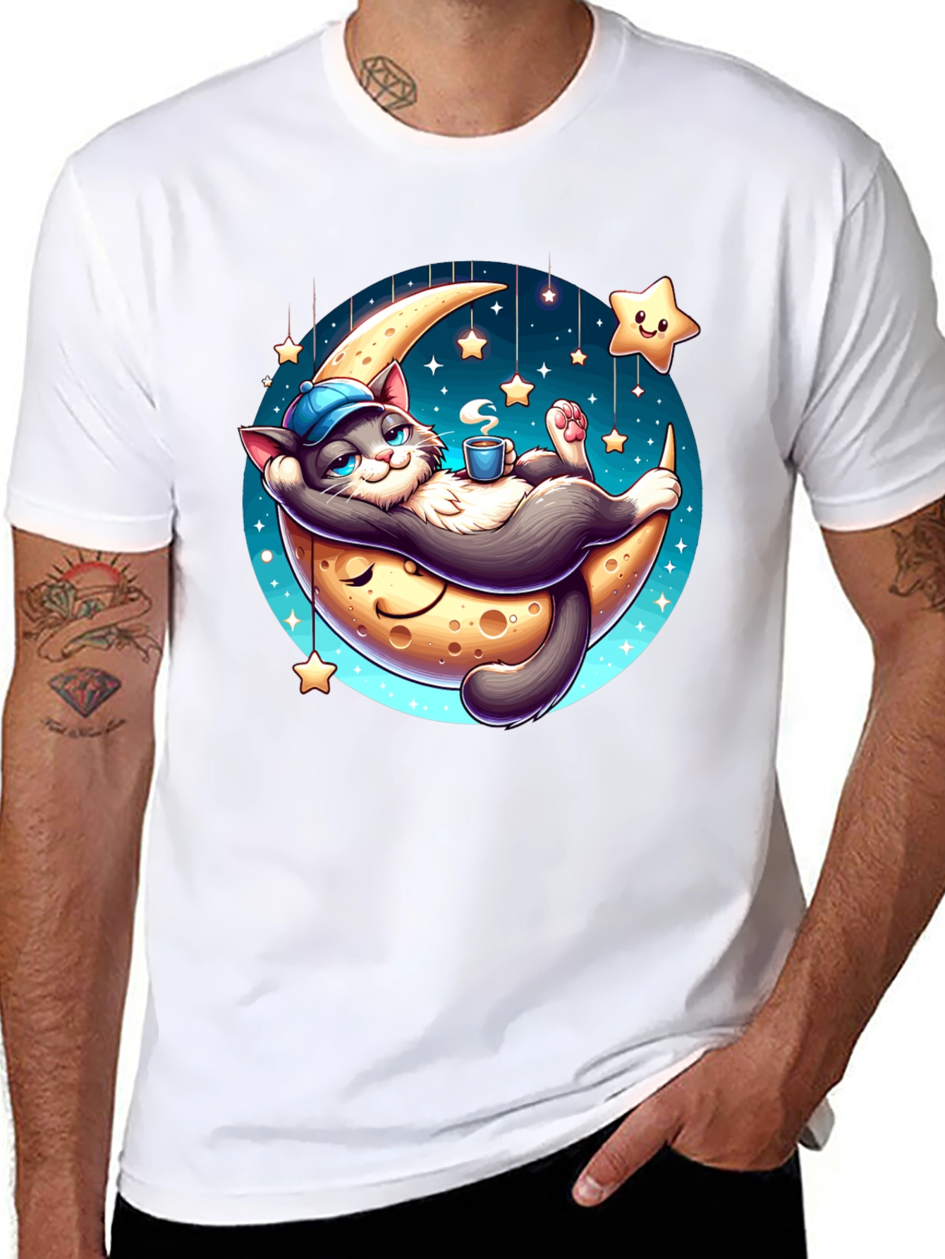 Dreamy Cat Moon T-Shirt: Whimsical Comfort