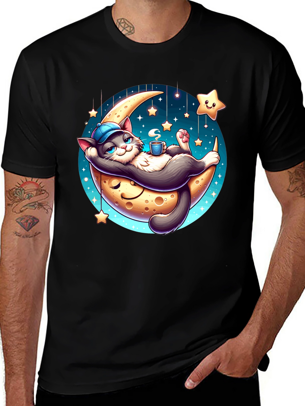 Dreamy Cat Moon T-Shirt: Whimsical Comfort