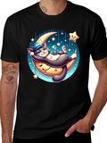 Dreamy Cat Moon T-Shirt: Whimsical Comfort
