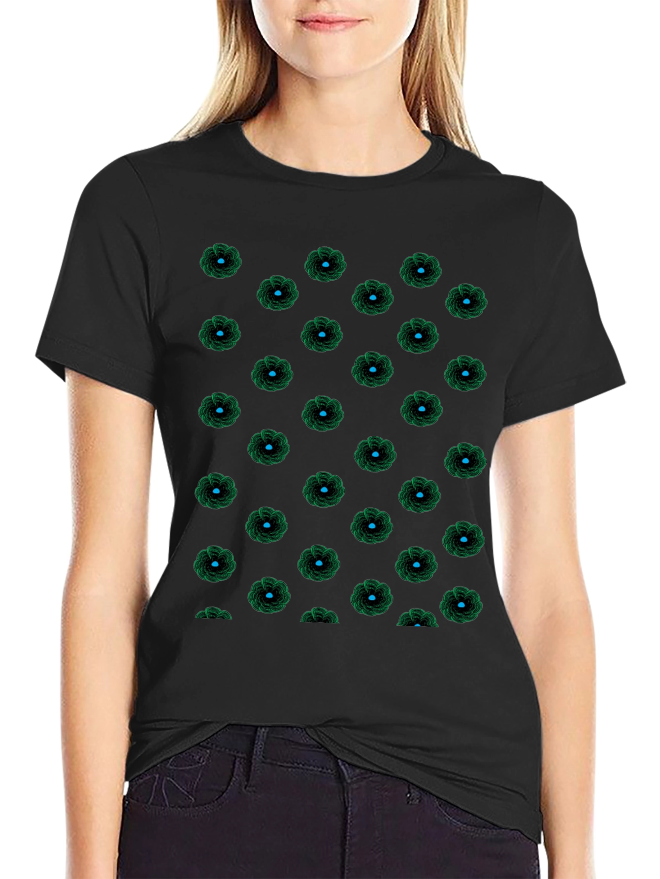 Black Floral Patterned T-Shirt