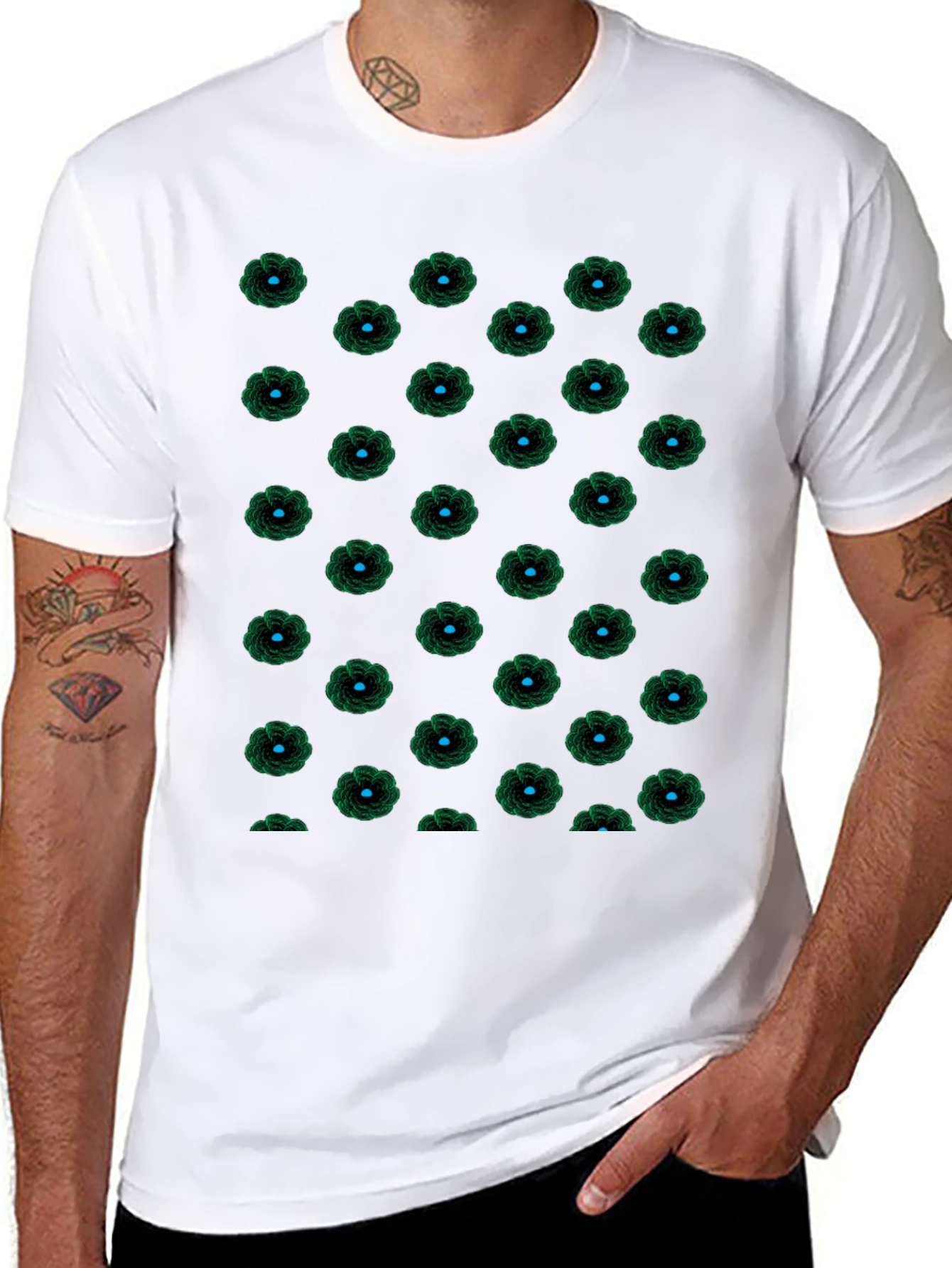 Black Floral Patterned T-Shirt