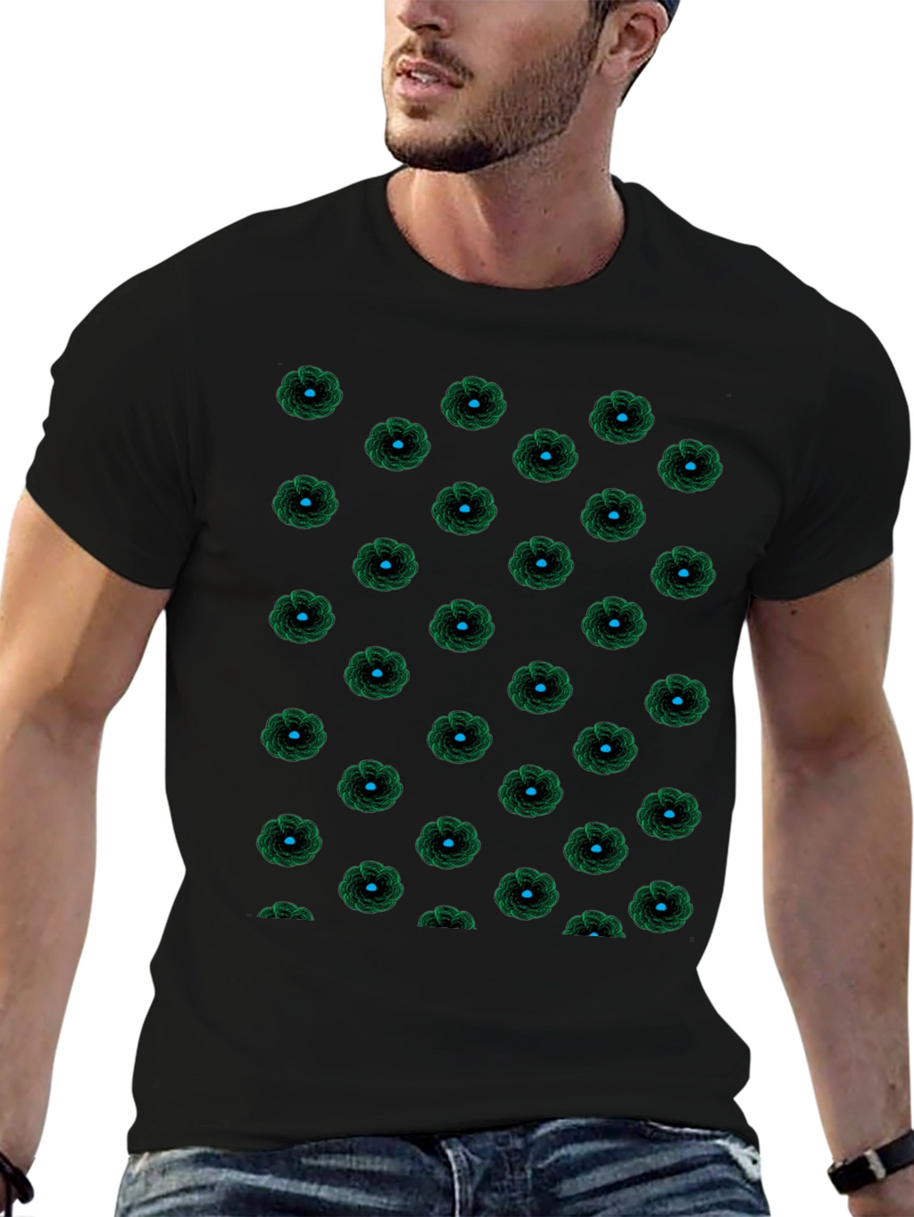 Black Floral Patterned T-Shirt