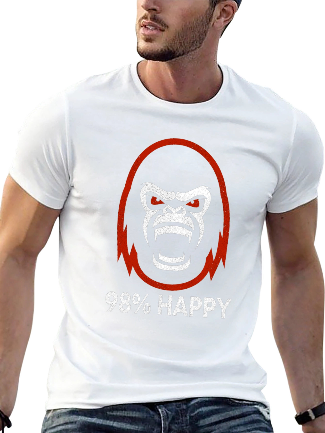 98% Happy Gorilla Graphic Tee - Black