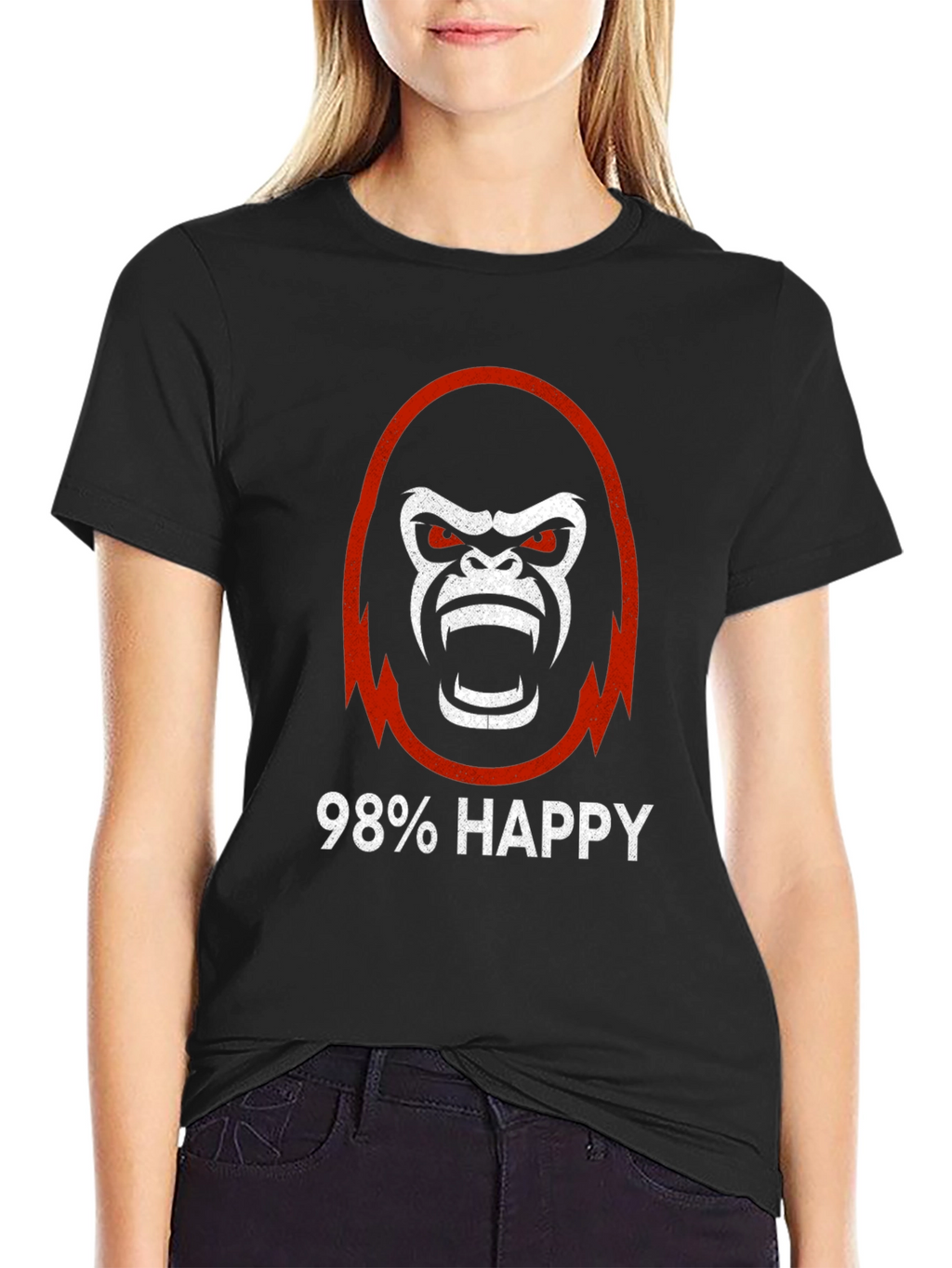 98% Happy Gorilla Graphic Tee - Black
