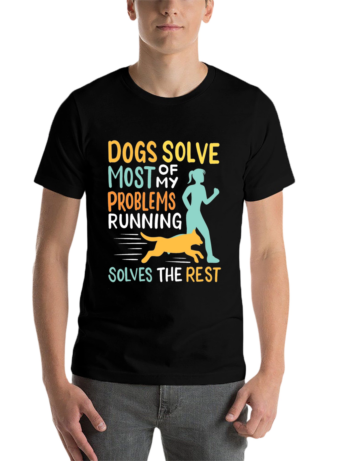 Dogs Solve Most Problems Funny Running T-Shirt