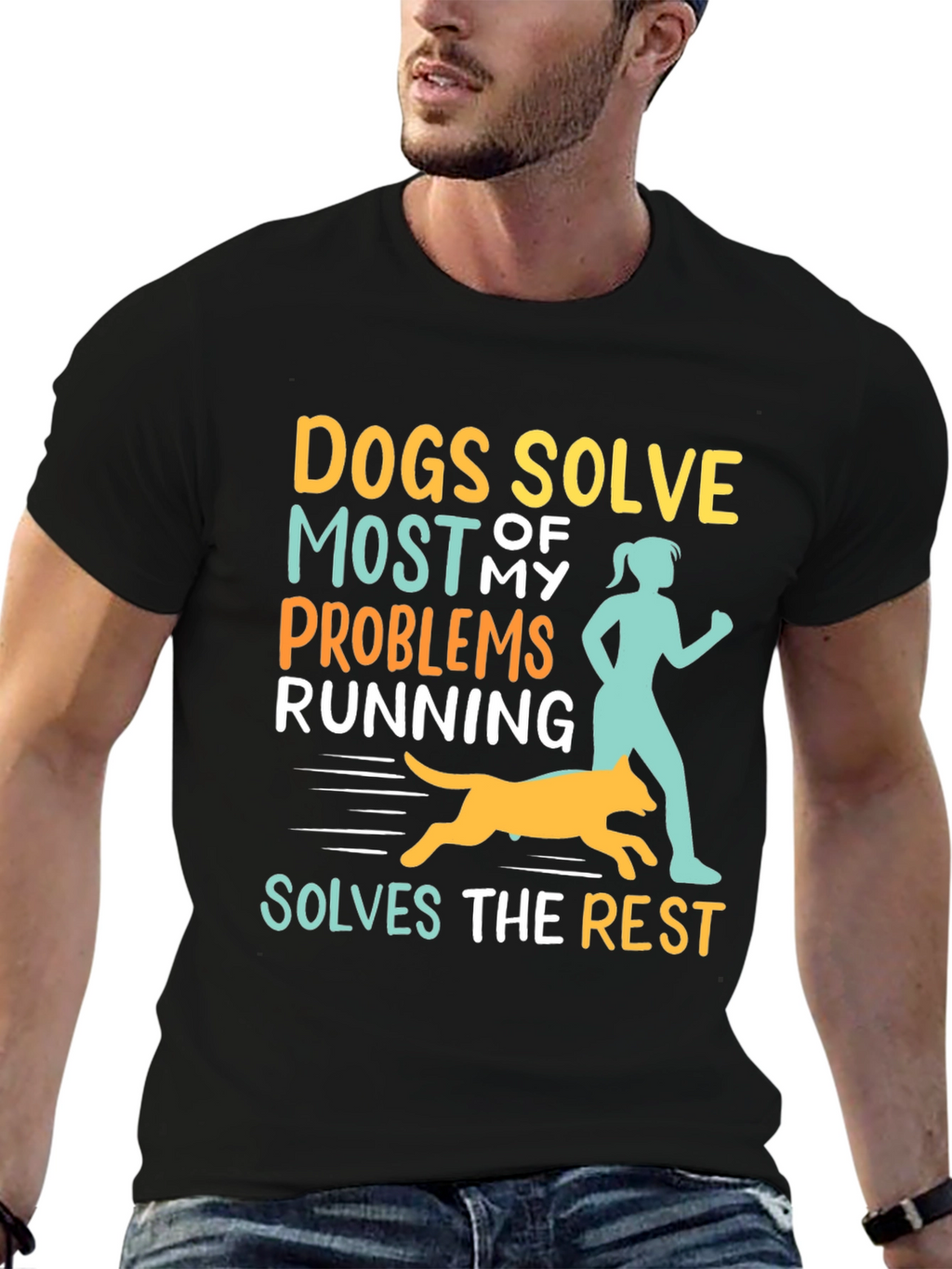 Dogs Solve Most Problems Funny Running T-Shirt
