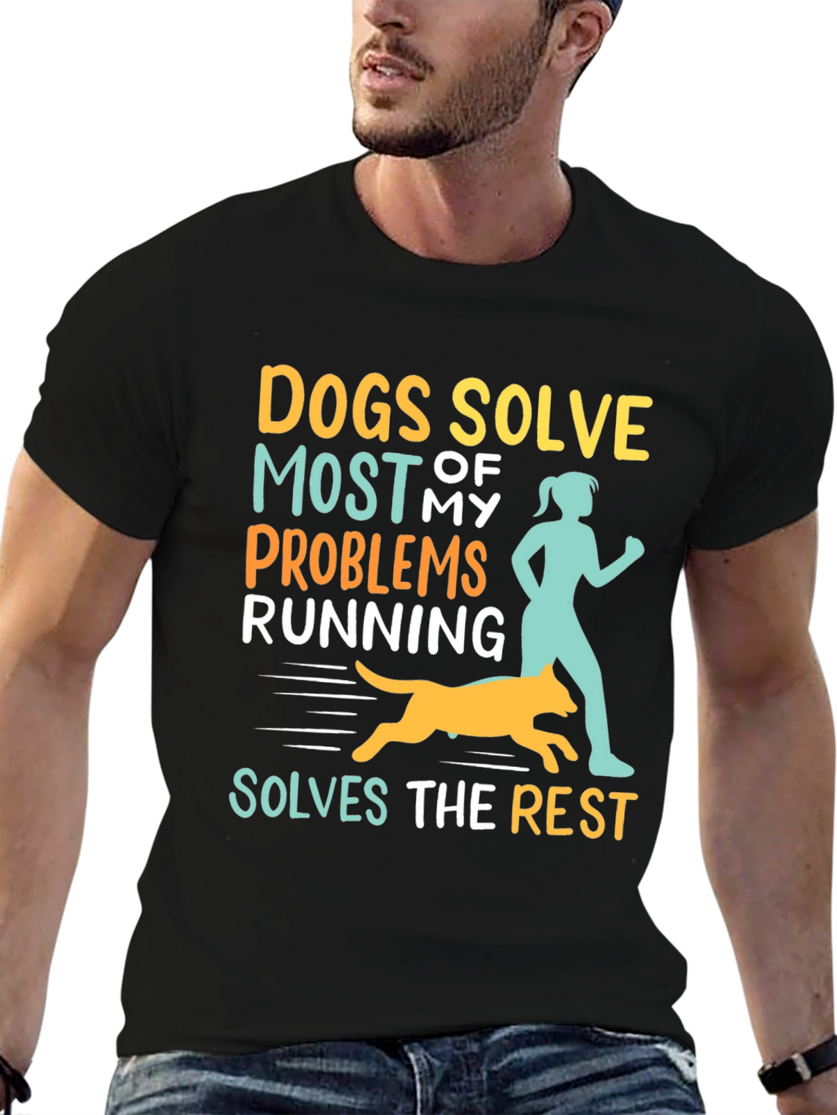 Dogs Solve Most Problems Funny Running T-Shirt