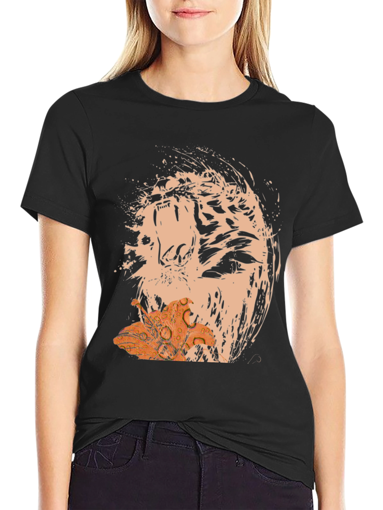 Abstract Tiger Lily Graphic T-Shirt