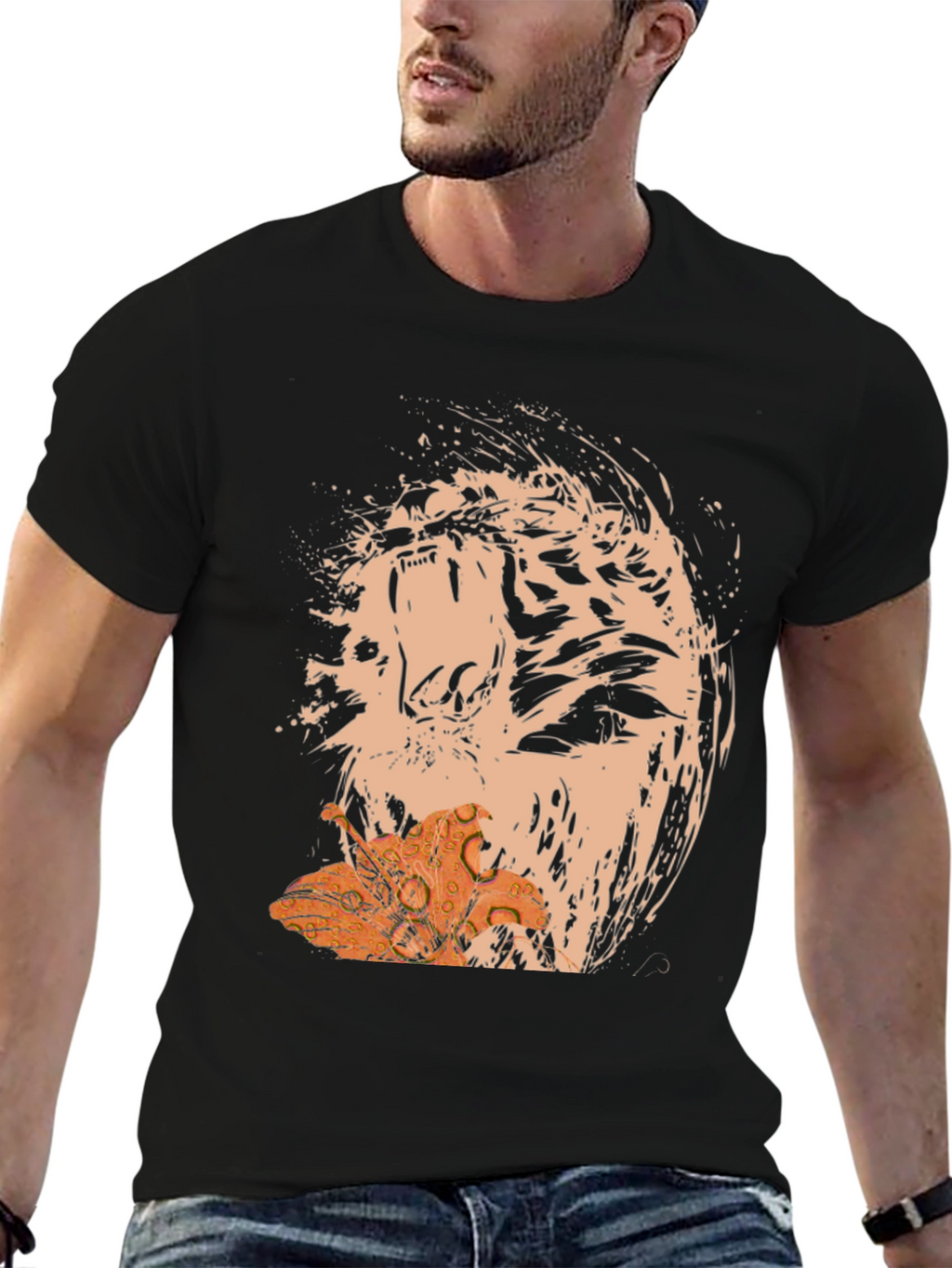Abstract Tiger Lily Graphic T-Shirt