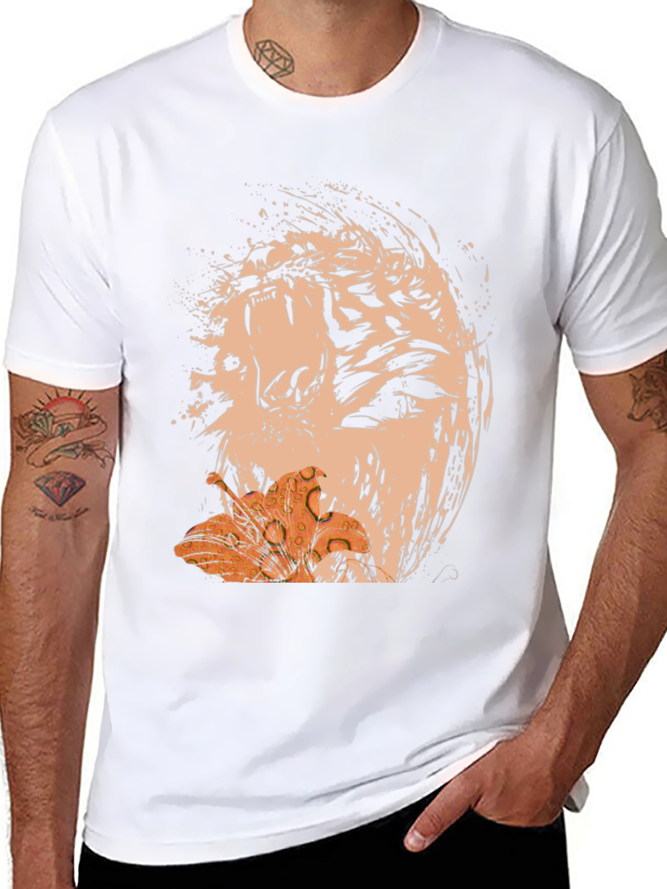 Abstract Tiger Lily Graphic T-Shirt