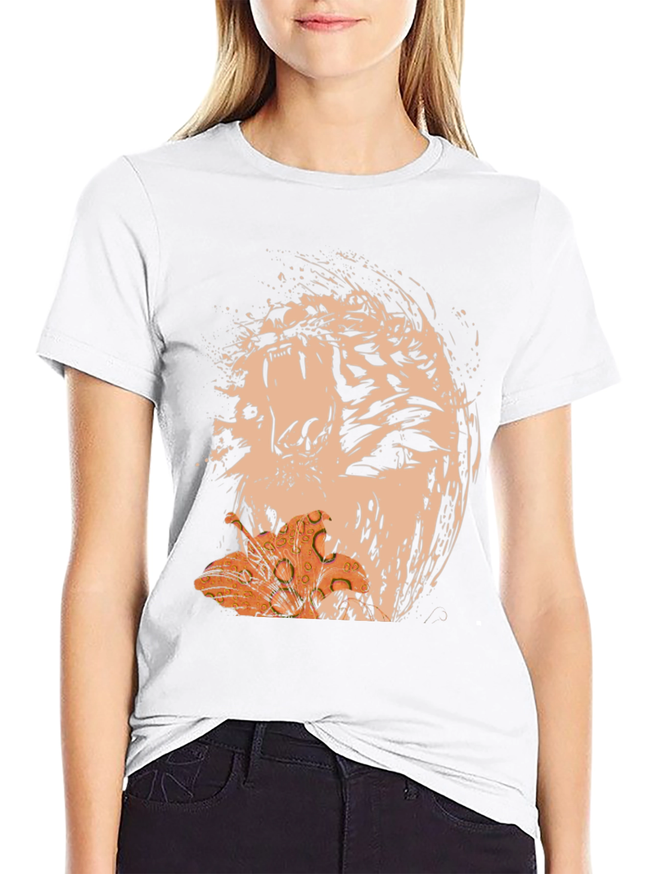 Abstract Tiger Lily Graphic T-Shirt