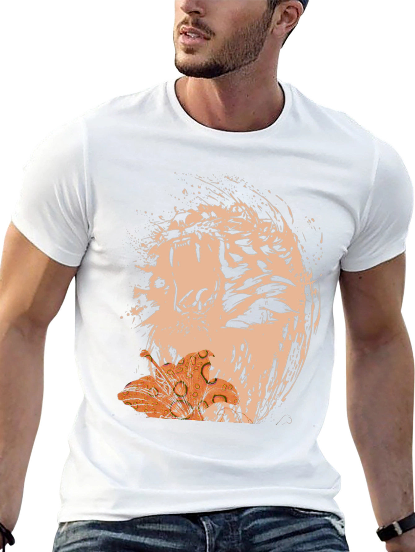Abstract Tiger Lily Graphic T-Shirt