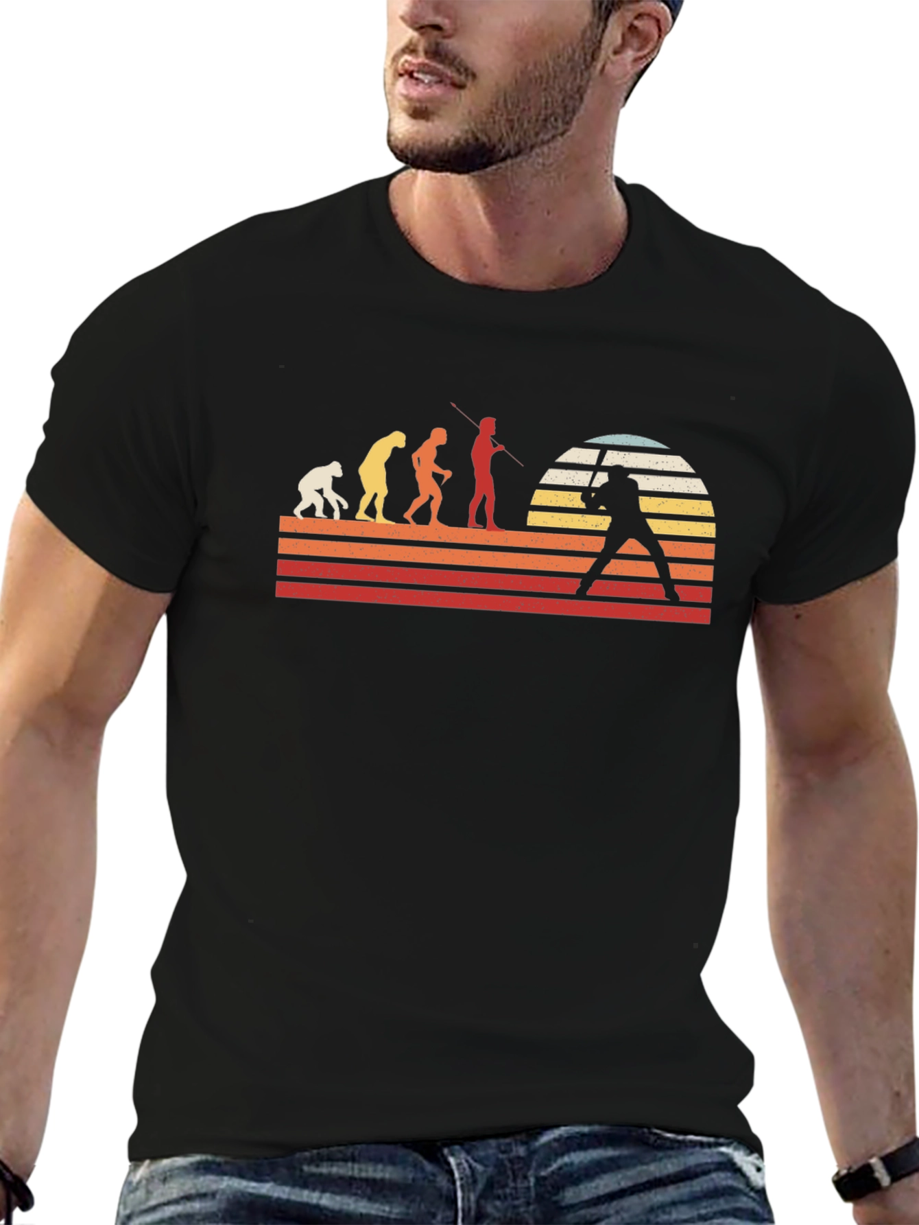 Evolution of Man Baseball Graphic T-Shirt