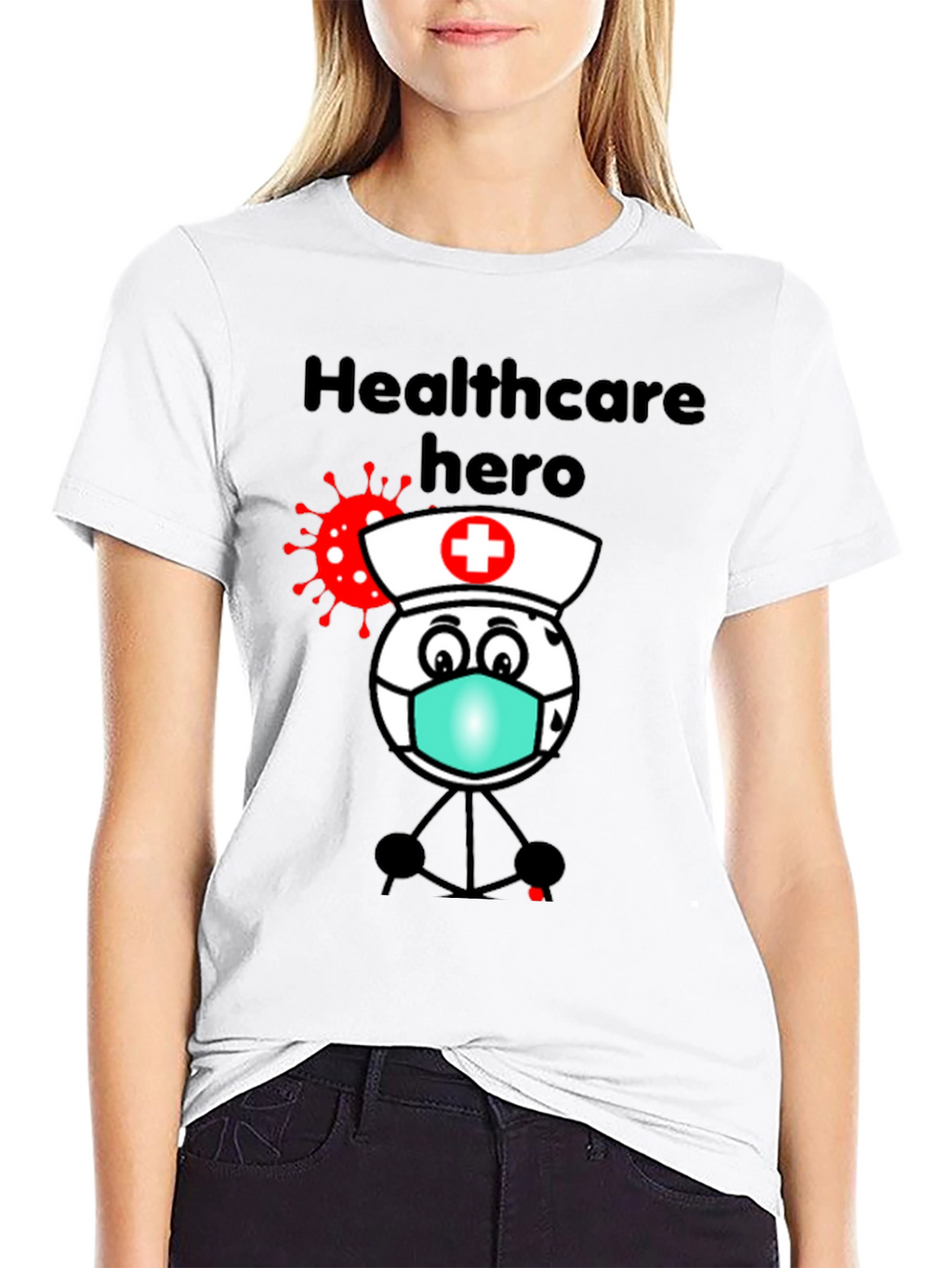 Healthcare Hero T-Shirt - Cartoon Nurse Design