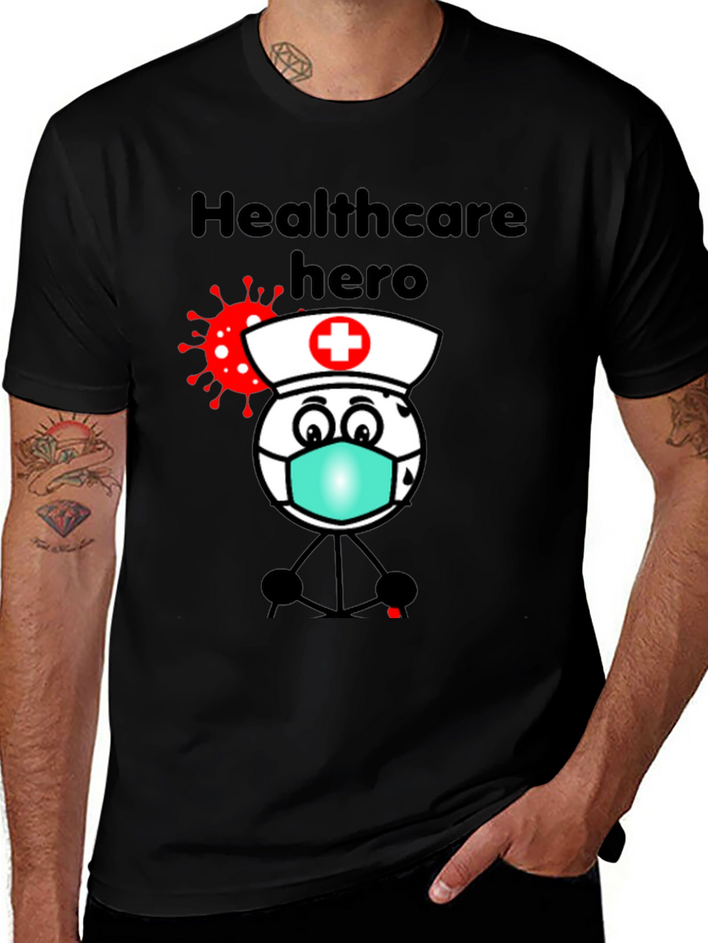 Healthcare Hero T-Shirt - Cartoon Nurse Design